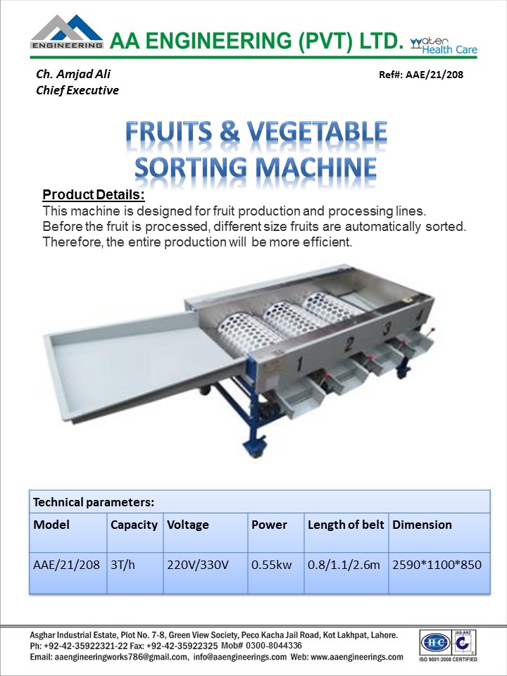 Fruits & Vegetable Sorting Machine